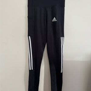 Adidas Women's Black Leggings with White Stripes